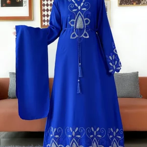 Djellaba Bleu Fleur
