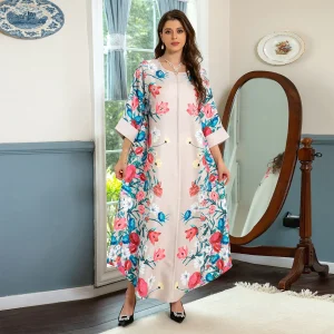 Robe orientale de soirée fleurie